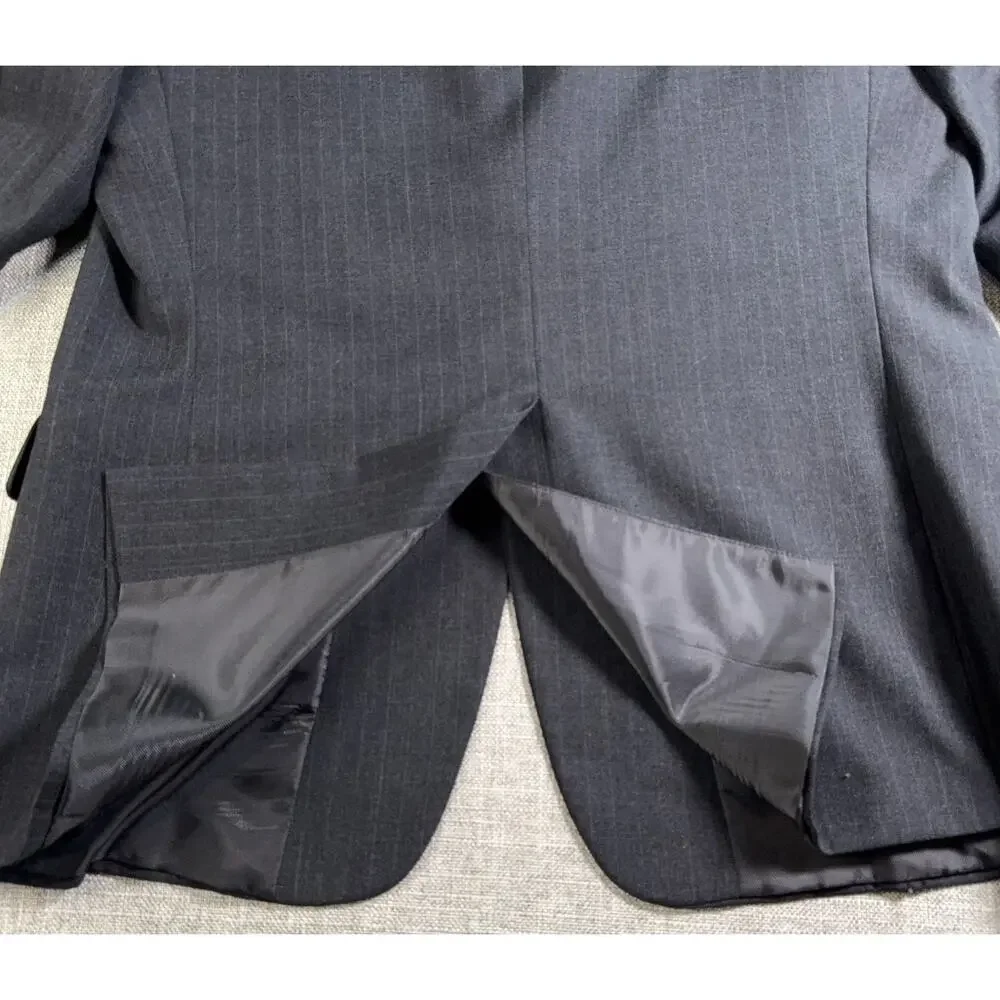 Bernhard Altmann Blazer Mens 42R Charcoal Gray Pinstripe Wool Blend Suit Jacket